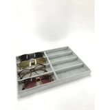 New York Model Süet Süet Kumaş Gri Renk 34/24 cm Bölmeli Çekmece Içi Gözlük Standı