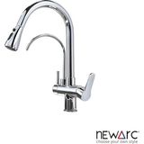 Newarc 150589SP Arıtma Su Girişli Spiralli Krom Evye Bataryası