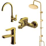 Newarc 440615G Domino Altın Banyo Lavabo Bataryası