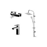 Newarc Aqua Krom Lavabo-Banyo Bataryası Ve Sky Duş Ünitesi 3'Lü Set 941521-941511-440453