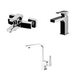 Newarc Aqua Krom Lavabo-banyo-eviye Bataryası 3'lü Set 941521-941511-941881l Gümüş