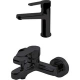 Newarc Domino Lavabo ve Banyo Seti (Siyah Seri)
