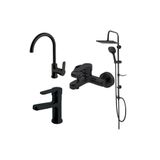 Newarc Domino Siyah Banyo Lavabo Evye Bataryası Bold Duş Ünitesi 910530B-971531B-971521B-971511B