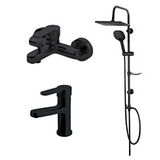 Newarc Domino Siyah Lavabo-banyo Bataryası Ve Bold Duş Ünitesi 3'lü Set 971521b-971511b-910530b