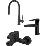 Newarc Mutfak Lavabo ve Banyo Seti (Siyah Seri)