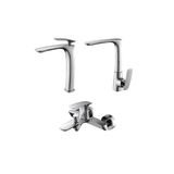 Newarc Slim Krom Çanak Lavabo-Banyo-Eviye Bataryası 3'Lü Set 121001-121511-121531