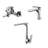 Newarc Slim Krom Lavabo-banyo-eviye Bataryası 3'lü Set 121521-121511-121531 Gümüş