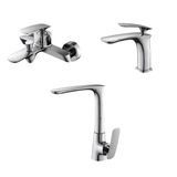 Newarc Slim Krom Lavabo-Banyo-Eviye Bataryası 3'Lü Set 121521-121511-121531