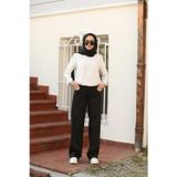 Neways 1056-denim Bol Paça Pantolon Siyah