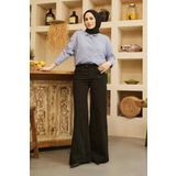 Neways 1067-Denim Bol Paça Pantolon Siyah