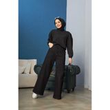 Neways 1123-denim Bağcıklı Bol Paça Pantolon Siyah-