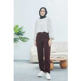 Neways 1146-denim Yüksek Belli Dar Paça Pantolon Bordo