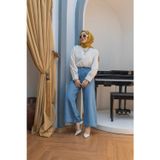 Neways 1164-Pileli Denim Pantolon Mavi