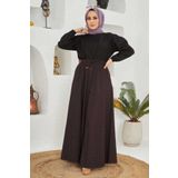 Neways 2215-denim Mevlana Düğmeli Etek Mürdüm