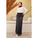 Neways 2252-Denim Püsküllü Etek Füme