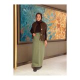 Neways 2254-Denim Klasik Etek Haki