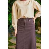 Neways 2254-denim Klasik Etek Kahve