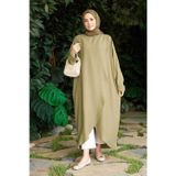Neways 6394-Denim Parça Boya Standart Tunik Haki