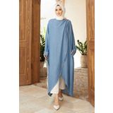 Neways 6394-denim Standart Salaş Tunik Mavi