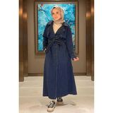 Neways 6458-ALLERLI Denim Trençkot Koyu Mavi - 40