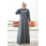 Neways 6463-denim Kapşonlu Ferace Gri
