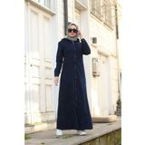 Neways 6463-Denim Kapşonlu Ferace Lacivert
