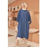 Neways 6465-denim Kapşonlu Yarasa Tunik Koyu Mavi