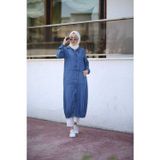 Neways 6475-denim Kapşonlu Fermuarlı Tunik Koyu Mavi