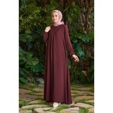 Neways 6482-BERLIN A Pileli Elbise Bordo - 38