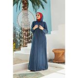 Neways 6494-denim Kapşonlu Düğmeli Ferace Mavi
