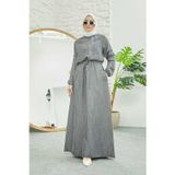 Neways 6501-DENİM REGLAN KOLLU CEPLİ ELBİSE Gri
