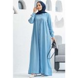 Neways 6502-Denim Nervürlü Ferace Mavi