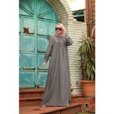 Neways 6508-Denim Yandan Düğmeli Ferace Koyu Gri