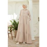 Neways 6531-berlin Kapşonlu Reglan Kollu Elbise Bej