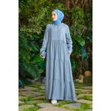 Neways 6531 - Denım Kapşonlu Reglan Kollu Elbise Mavi - 40