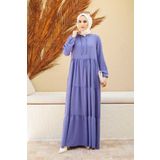 Neways 6531-krep Kapşonlu Reglan Kollu Elbise Eflatun