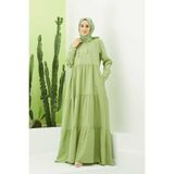 Neways 6531-MODAL Kapşonlu Reglan Kollu Elbise Fıstık Yeşili - 42