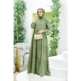 Neways 6531-Modal Kapşonlu Reglan Kollu Elbise Haki