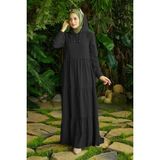 Neways 6531-PARÇA Boya Kapşonlu Reglan Kollu Elbise Siyah - 44