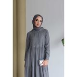 Neways 6531-TAŞLI Tensel Kapşonlu Reglan Kollu Elbise Gri - 48