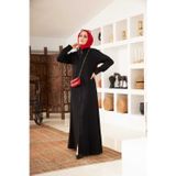Neways 6579-Denim Fermuarlı Ferace Siyah