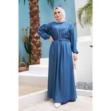 Neways 6586-BÜZGÜLÜ Elbise Koyu Mavi - 46