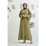 Neways 6587-DENIM Düğmeli Kolları Fırfırlı Ferace Haki - 38