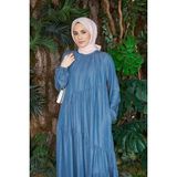 Neways 6614-BÜZGÜLÜ Elbise Koyu Mavi - 42