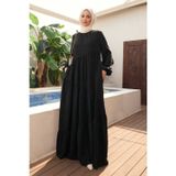 Neways 6614-Denim Büzgülü Elbise Siyah
