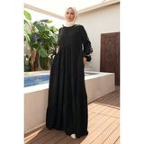 Neways 6614-DENIM Büzgülü Tensel Elbise Siyah - 42