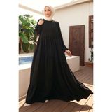 Neways 6614-TENSEL Parça Boya Büzgülü Elbise Siyah - 38