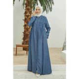 Neways 6627- Kroşetalı Fermuarlı Ferace Koyu Mavi