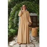 Neways 6635-Parça Boyalı Brit Düğmeli Denim Ferace Bej