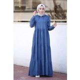 Neways -denim Kapşonlu Reglan Kollu Elbise Koyu Mavi 6531
